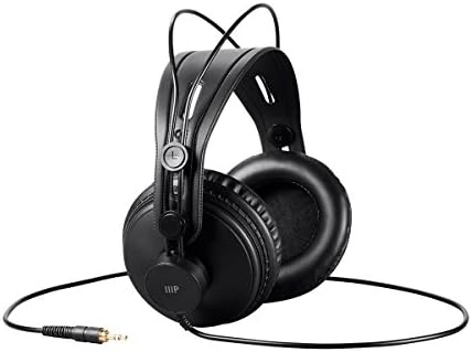 MONOPRICE - 116150 RETRO MODERNO Over fones de ouvido com alojamentos de ouvidos ultra -confortáveis ​​perfeitos para dispositivos móveis, HiFi e produção de áudio/vídeo preto