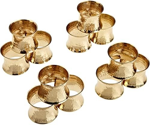 DII Decorative Buffet Basics Napkin Ring Set, ouro martelado, 12 contagem