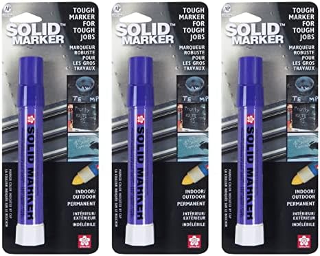 Marcadores de tinta sólida Sakura - canetas de tinta de marcador permanente - janela, madeira e marcador de vidro - tinta roxa - 3 pacote