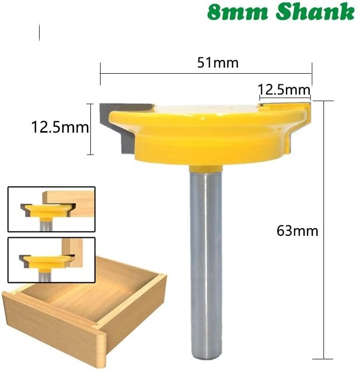 Jrenbox Router Bits 8mm de gaveta reta Moldagem de gaveta gaveta Bit Lock Tenon Faca plugue de madeira moinho de moagem Ferramenta