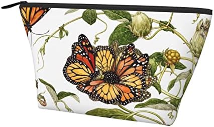 Qicenit Butterfly Butterfly Bolsa de cosméticos botânicos vintage para mulheres meninas Multifunção Sacos de maquiagem portáteis