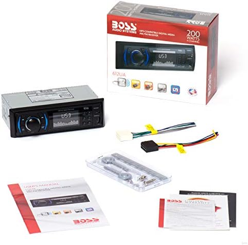 Boss Audio Systems 612ua Multimedia Car Séreo - Din único, sem CD DVD player, MP3, porta USB, entrada AUX, receptor de rádio