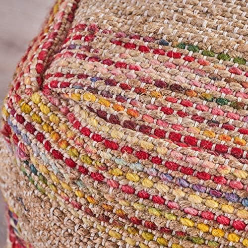 Christopher Knight Home Lola Boho Hemp e Pouf de Lã, Natural e Multi-Colorido