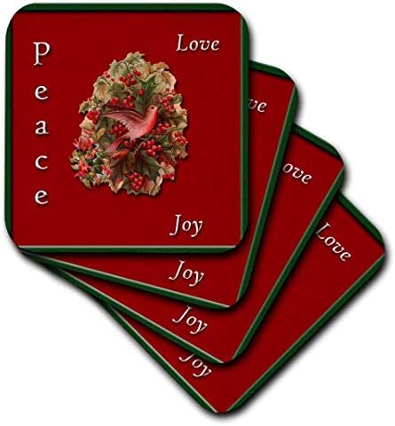 3drose CST_169906_1 Love, Peace, Joy Holly e Cacto de Natal com uma montanha -russa de Dove,