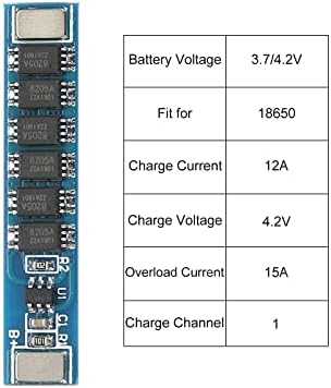 Meccanixity 4.2V 12A Placa de carregamento de carregamento de bateria 6 funções de proteção dupla de tubo MOS