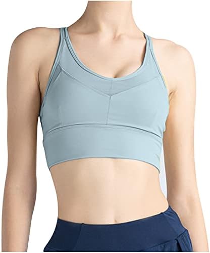 Bra esportivo para mulheres, Criss-Cross traseiro acolchoado de tiras de tiras de ioga Médio suporta correndo sutiã de alto