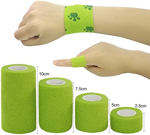Wandrola Auto Adesivo Bandagem Vet Wrap Fita coesa com tecido respirável e elástico para pulso, entorses de tornozelo e inchaço, pacote de 12 cores variadas, 1 polegada x 5 jardas