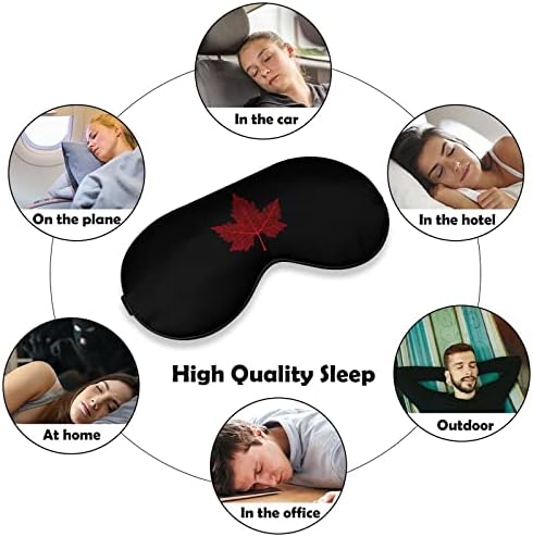 Red Maple Leaf Sleep Máscara de capa noturna olho para homens bloqueia a luz para viajar de viagem Strap ajustável