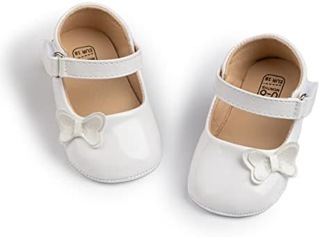 Bellocasa Baby Mary Jane Flats para meninas com algodão Bowknot Anti Skid Sole Infant First Walker Princess Dress Dress Shoes