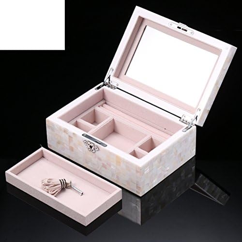 Wodeshijie Caixa dupla/caixa de armazenamento de jóias/caixa de jóias/caixa de cosméticos/caixa de jóias de concha branca/aumento
