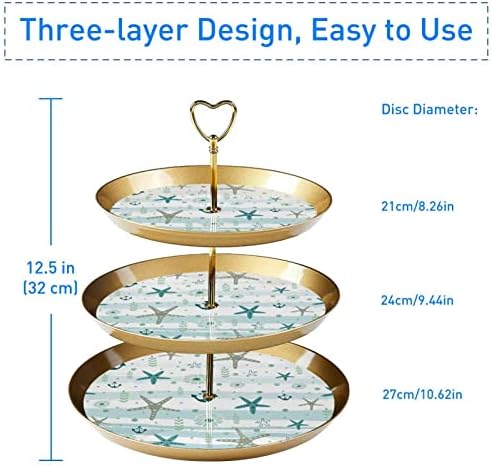 Conjunto de exibição de mesa de sobremesa, suporte de cupcakes de ouro, estandes de sobremesa, bandeja de porção de 3 camadas,