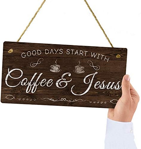 Putuo Decor Coffee Sign, decoração de café de cozinha, placa de 12 x 6 pendurada, presentes para amante do café
