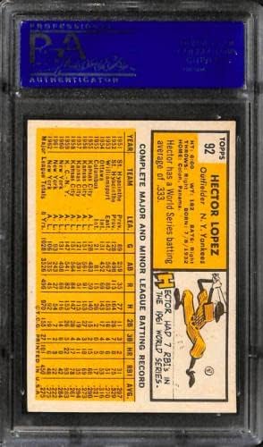 1963 TOPPS #92 Hector Lopez PSA 8 30451673 - Cartões de beisebol com lajes