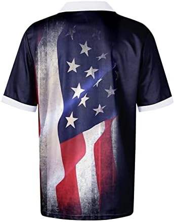 4 de julho Camisas para homens, zíper masculino American Flag Polo Camisa Impressão de Manga Curta Casual Slim Fit Athletic T-shirt