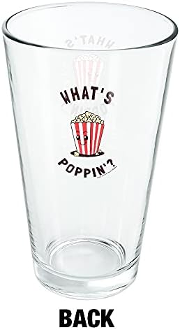 O que está poppping de poppin Humor engraçado de pipoca de 16 oz de vidro, vidro temperado, design impresso e um presente