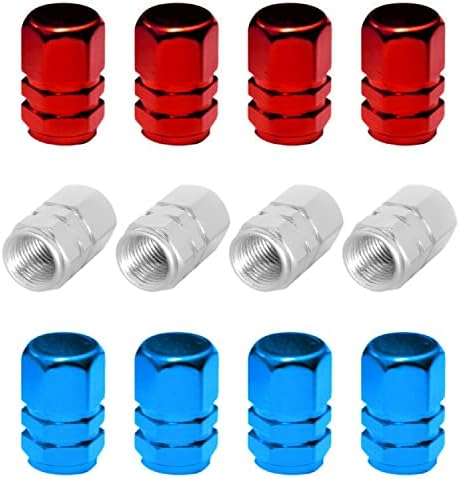 Conjunto de 12 conjuntos de cores mistas de 4 tampa da válvula de pneus Construção de alumínio com tampas de pneus de carro de junta