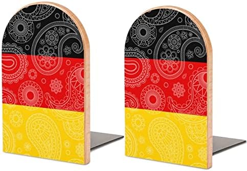 Alemanha Paisley Flag Wood Livros Livros não esquiam Decorativo titular Livro Stop Prateleiras para Livros Heavy Livros