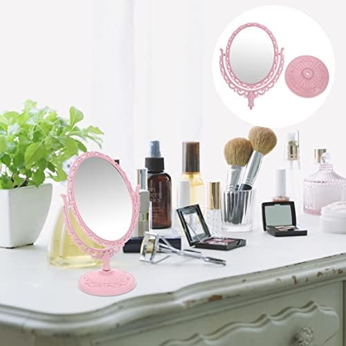 Lalafina portátil espelho de mesa de maquiagem espelho vintage espelho de maquiagem de dupla face com espelho de vaidade da