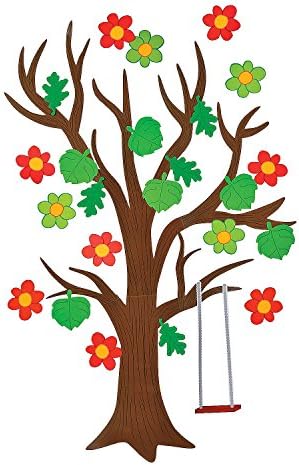 Árvore gigante da sala de aula com recortes sazonais - 136 peças de primavera / verão, outono e inverno - 5 pés