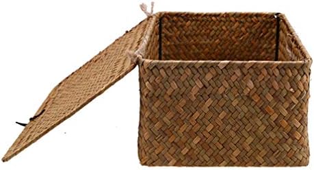 3pcs cestas de armazenamento de vime de vime artesanal de armazenamento de ervas marinhas Caixa de tecido com tampa