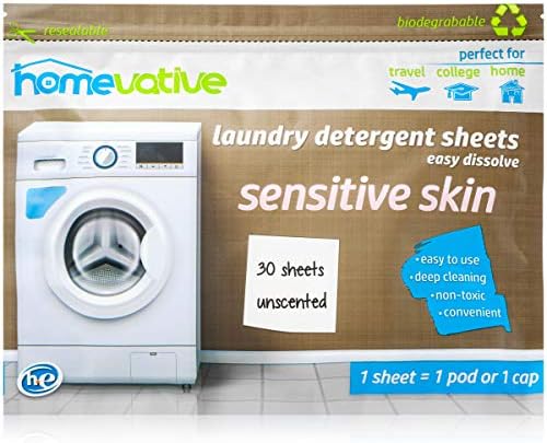Folhas de detergente para roupas caseiras, 30 folhas, até 60 cargas, dissolução fácil, pacote sem perfume, ele compatível,