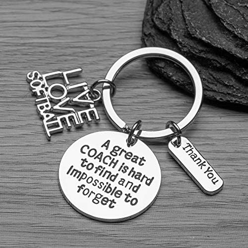 Keychain do treinador de softball, Great Coach é difícil de encontrar e impossível de esquecer - Treinadores de softball Presente