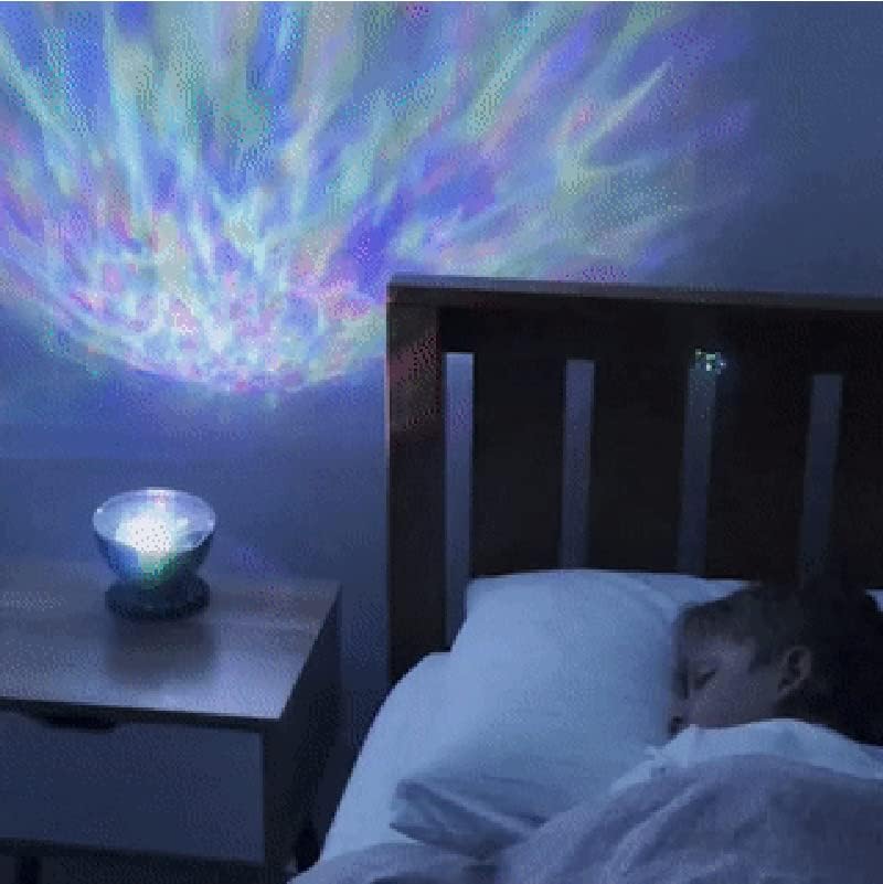 Autismo brilhante calmante sensorial lâmpada do mar Blk- Night Light Projector para crianças, 7 modos leves, jogador de música em mudança de cor, sons de relaxamento da natureza -…