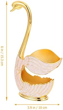 Decoração de ouro do doitool decoração dourada decoração de cisne de metal cisne cisne decorativo base de base com 6 colheres