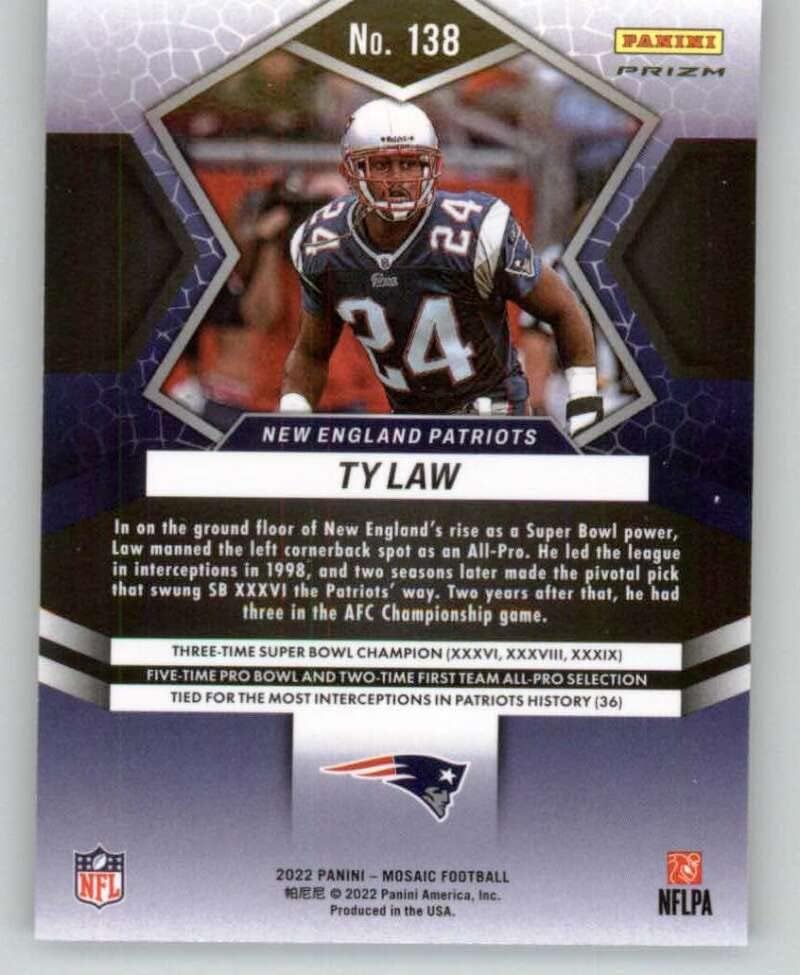 2022 Panini Mosaic Mosaic Camo Pink 138 Ty Law New England Patriots NFL Football Trading Card