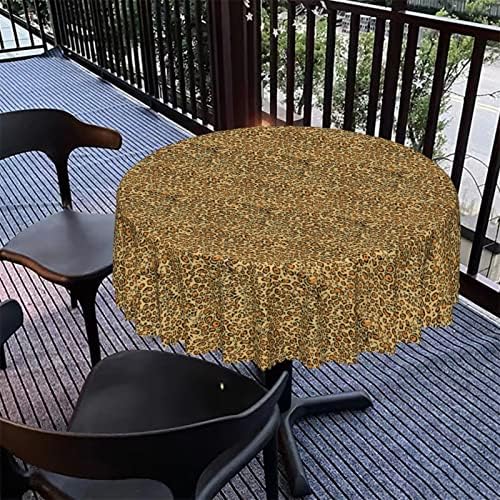 Toalhas de mesa redondas com estampa de leopardo, tecido impermeável, roupas de mesa reutilizáveis ​​duráveis, resistência à comprovante