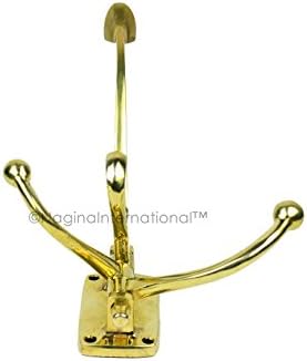 Nagina International Brass Polished Solid Multifury Utility Hook | Gancho do guarda -roupa | Cabide de casaco | Produtos domésticos