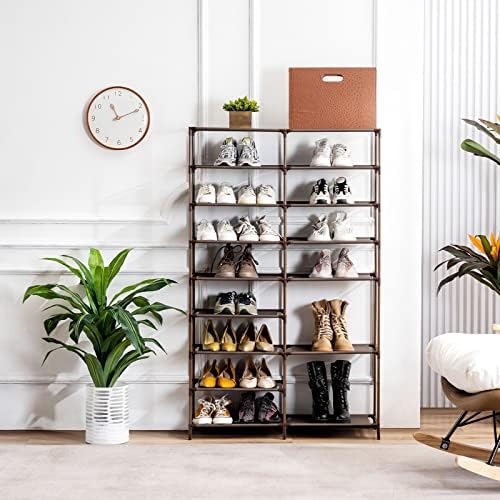Rack de sapato YouDenova, armazenamento de rack de 9 calçados para entrada de armário, tecido de sapato grande não tecido, organizador de sapatos empilhados para botas