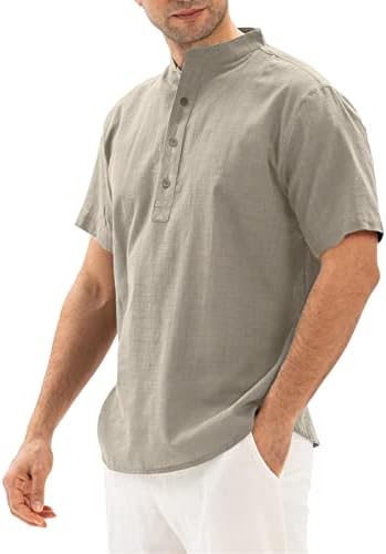 Xxbr algodão linho camisa para homens manga curta Botão de verão havaiano Down Down Color Solid Cirt