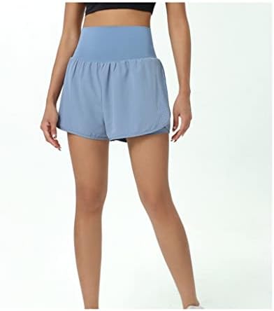 Saia esportiva feminina de cintura elástica falsa de dois peças de ioga de ioga de alta cintura Treinamento de fitness calças de tênis