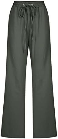 Calça de perna larga de tamanho grande 2023 calças de linho brancas da moda calça de calça de calça de calça da cintura da cintura