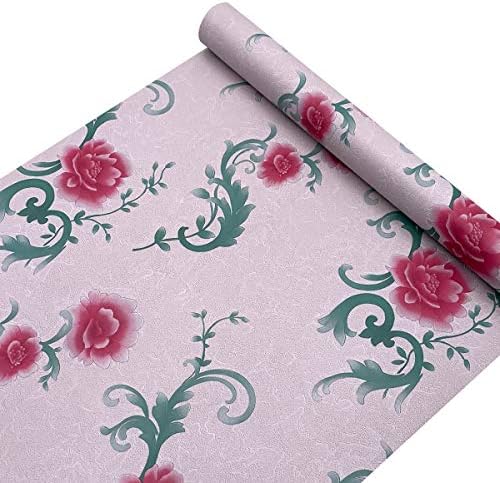 Yifely Rose Shelf Liner Floral Drawer Cover Papel Auto-adesivo Limpa de maquiagem de reforma limpa Mesa de pegador de 17,7