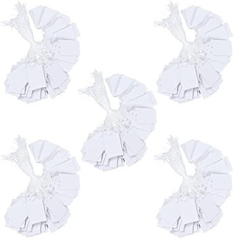 AlinBehbs Brancos Tags de preço com etiquetas de cordas Exibir tags de exibição para preços de produto Tags de roupas de jóias para presentes, 500 pacote