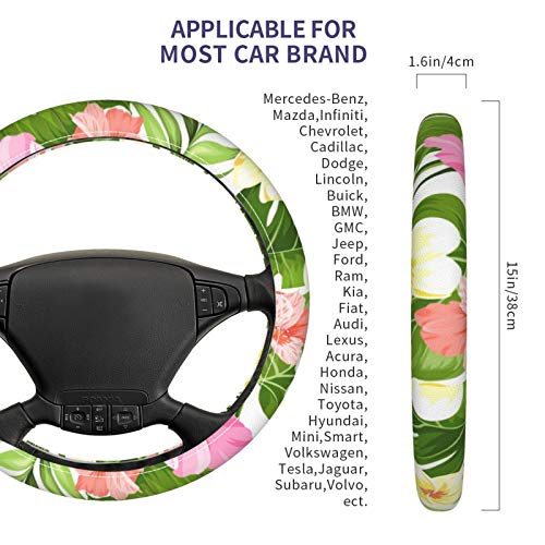 Imagem do vetor de flor tropical de flor tropical, tampa universal de design de volante de couro costurado, adequado para a