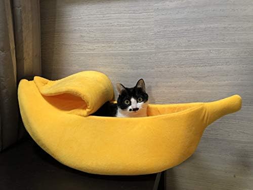· Petgrow · Casa de gato de banana fofa Tamanho grande, cama de animais de estimação Cama de gato macio e macio, lindos suprimentos
