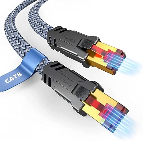 Snowkids CAT 8 Cabo Ethernet 3 pés, cabo Ethernet de alta velocidade de alta velocidade, 40 Gbps, cabo Ethernet de alto
