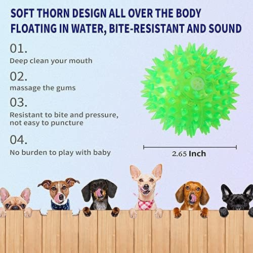 Brinquedos de cachorro de 4pack Squeaky Spiky Dog Balls limpa os dentes e a saúde da gengiva para seus brinquedos de bola Squeaker