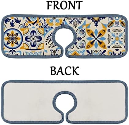 Torneira de cozinha absorvente tapete 2 peças Indian Marroccan Motif étnico Torneira Torneira Splash Guard Banheiro Counter e