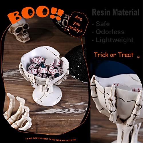 Halloween truque ou tratar tigela de doces, resina Skeleton Hands Candy Prish, bandeja de doces de tigela de caveira de Halloween
