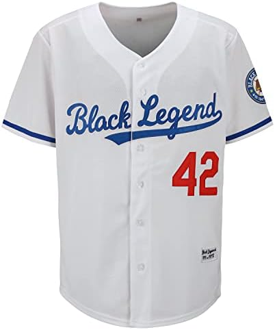 Dabuliu Men's Black Legend 42 Retro Baseball Jersey Patches Bordados Camisas Hipster Hipster Camisetas