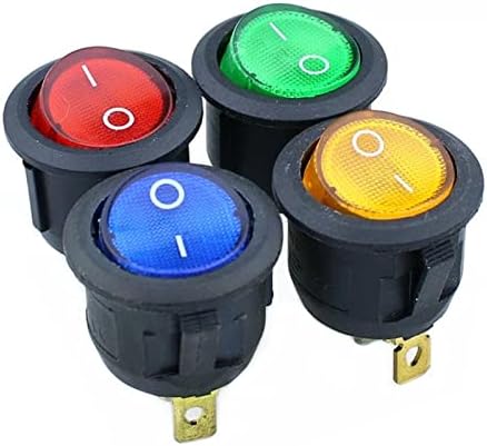 Chave de balanço Zaahh KCD1 Red Red, amarelo e azul verde 3pin SPDT On/Off Rocker Power Switch AC 125V/10A 250V/6A com luz
