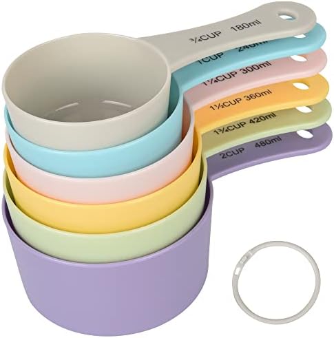 Copos de medição de Smithcraft, conjunto de 6, conjunto de copos de medição de plástico, copos de medição coloridos, copos de