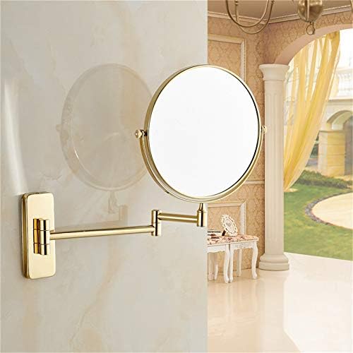 Espelho de maquiagem montado na parede, acabamento em ouro de 8 polegadas, espelho de barbear de luta dupla, espelhos