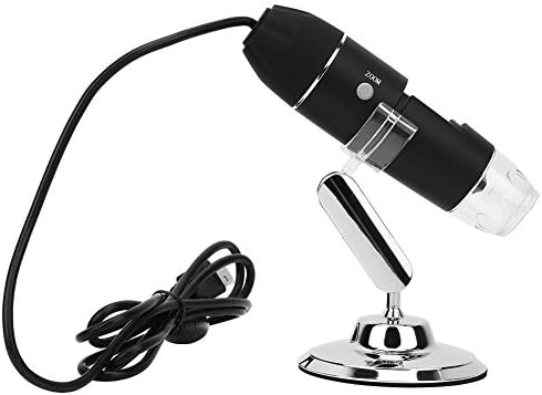 Microscópio digital USB, câmera de endoscópio de ampliação 1600X com 8 LEDs e suporte de metal microscópio, compatível com Android,
