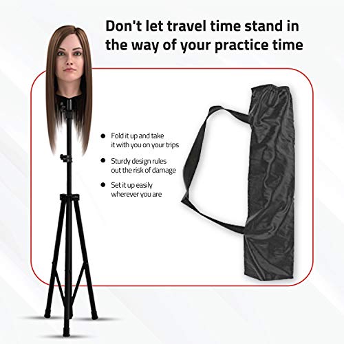 OvalVix Manequin Head Tripod Stand com bolsa de transporte para cosmetologia
