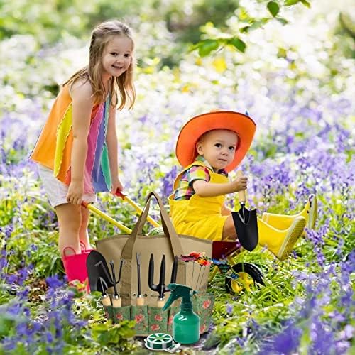 17 peças Conjunto de ferramentas de jardim, kits de ferramentas de jardinagem pesada com bolsa de armazenamento de tecido resistente, conjunto de jardinagem Planting Weeding Roding Loosening Transplanting, Gardening Gifts for Women